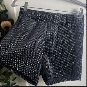 Black Velvet and Silver Sparkle Cabaret Style Shorts
